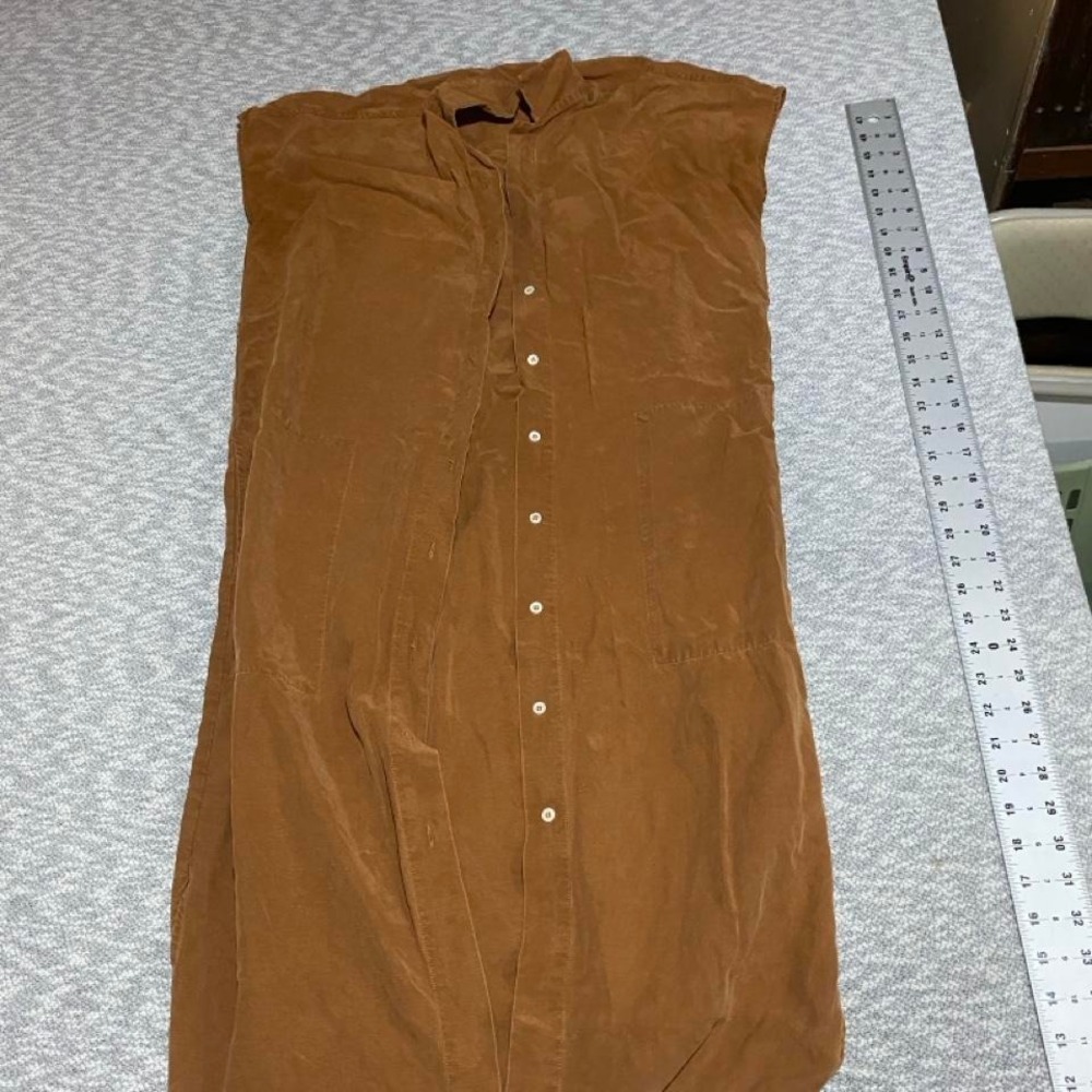Max Studios brown dress with button-up front & pockets women S. SKU-A652